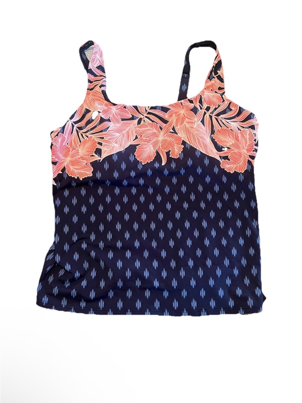 Lands' End Women's Plus Size Padded Adjustable Strap Tankini Top Navy Blue 18D